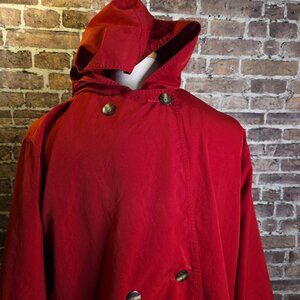 LL Bean Women's Mid-Length Red Trench Coat Large